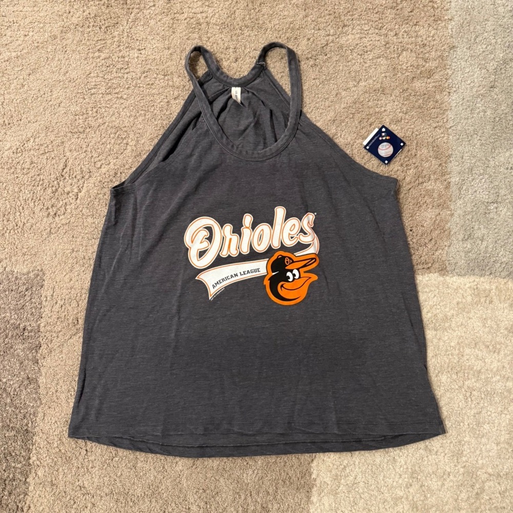 Baltimore Orioles Women Halter Tank Top Charcoal Gray MLB US Apparel Large NWT - Picture 1 of 6